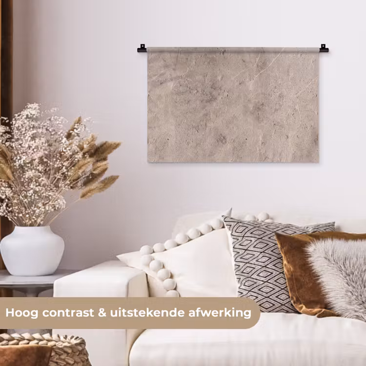 Textuur - Steen - Patroon - Rustiek - Beige Wandkleed katoen klein -sfeer1