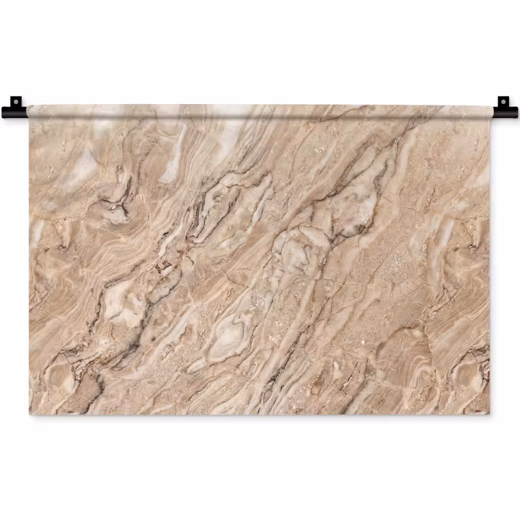 Textuur - Aders - Abstract - Modern - Beige Wandkleed katoen klein -zz3d