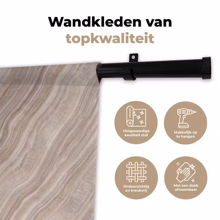 Textuur - Golvend - Abstract - Modern - Beige Wandkleed katoen klein -sfeer2