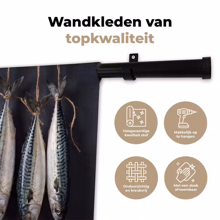 Wall Hanging - Three Fish - Rope - Drie vissen - Touw Wandkleed katoen klein