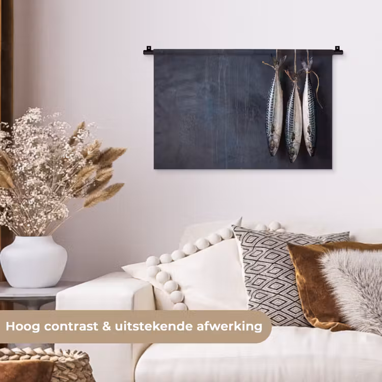 Wall Hanging - Three Fish - Rope - Drie vissen - Touw Wandkleed katoen klein