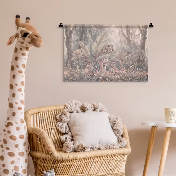 Tijger - Welp - Jungle - Illustratie - Dieren Wandkleed katoen klein -wsfeer5_kind