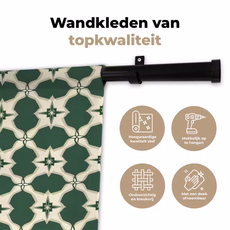 Tegel - Klassiek - Groen Wandkleed katoen klein 269 -sfeer2