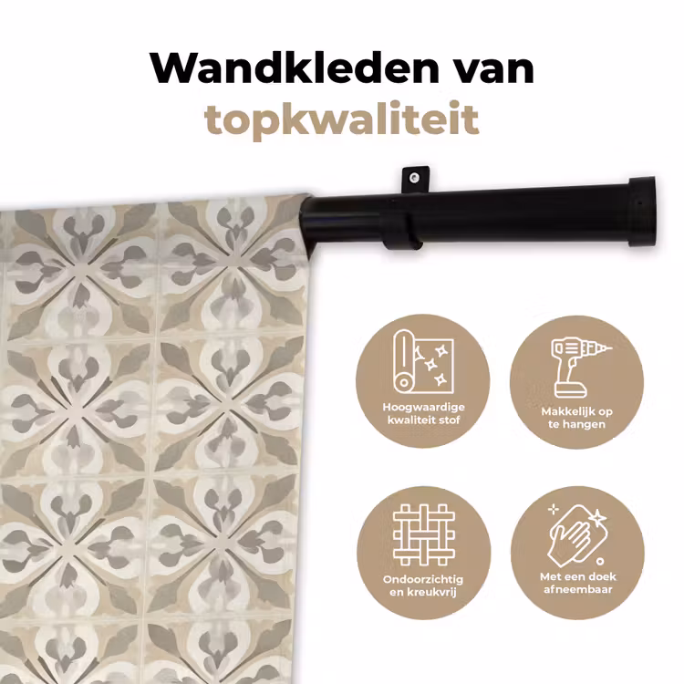 Tegel - Motief - Beige Wandkleed katoen klein 269 -sfeer2