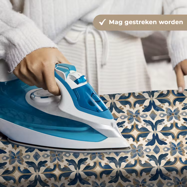 Tegel - Patroon - Blauw - Beige Wandkleed katoen klein 269 -sfeer9
