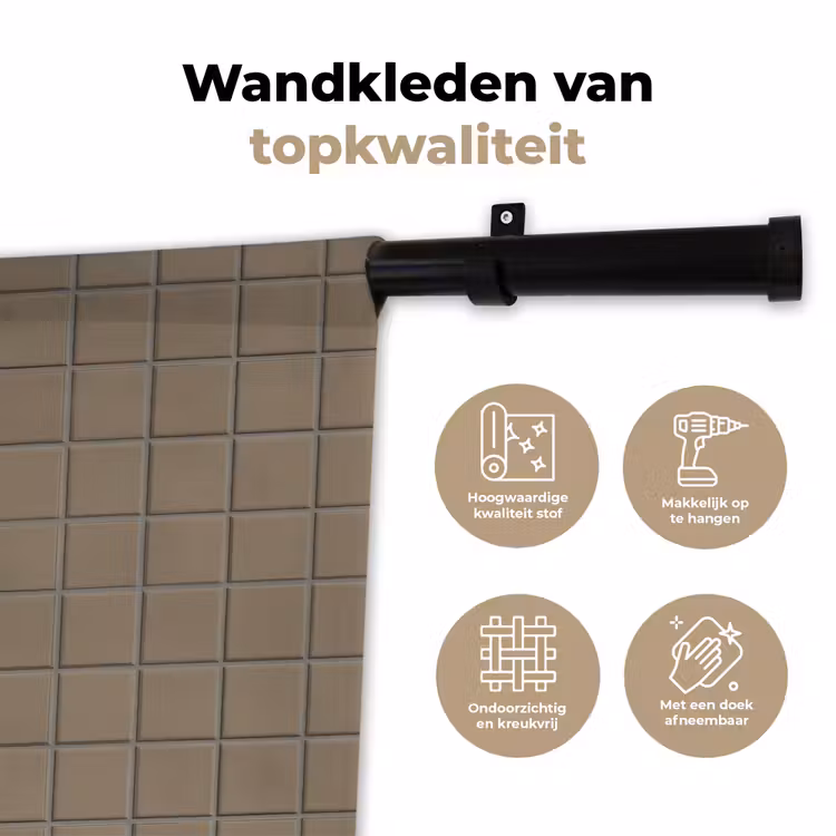 Tegel - Patroon - Taupe Wandkleed katoen klein 269 -sfeer2