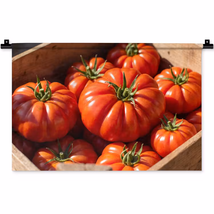 Wall Hanging - Tomato - Wooden - Crate - Tomaat - Houten - Kist Wandkleed katoen klein