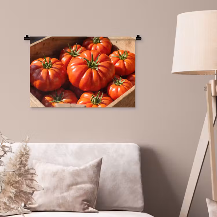 Wall Hanging - Tomato - Wooden - Crate - Tomaat - Houten - Kist Wandkleed katoen klein