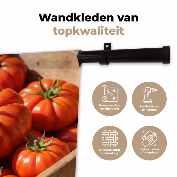 Wall Hanging - Tomato - Wooden - Crate - Tomaat - Houten - Kist Wandkleed katoen klein
