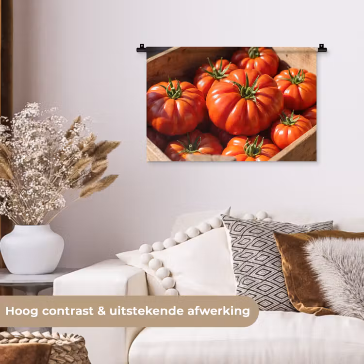 Wall Hanging - Tomato - Wooden - Crate - Tomaat - Houten - Kist Wandkleed katoen klein