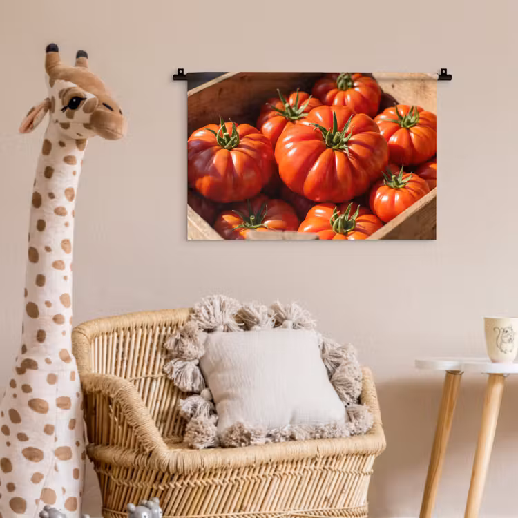 Wall Hanging - Tomato - Wooden - Crate - Tomaat - Houten - Kist Wandkleed katoen klein