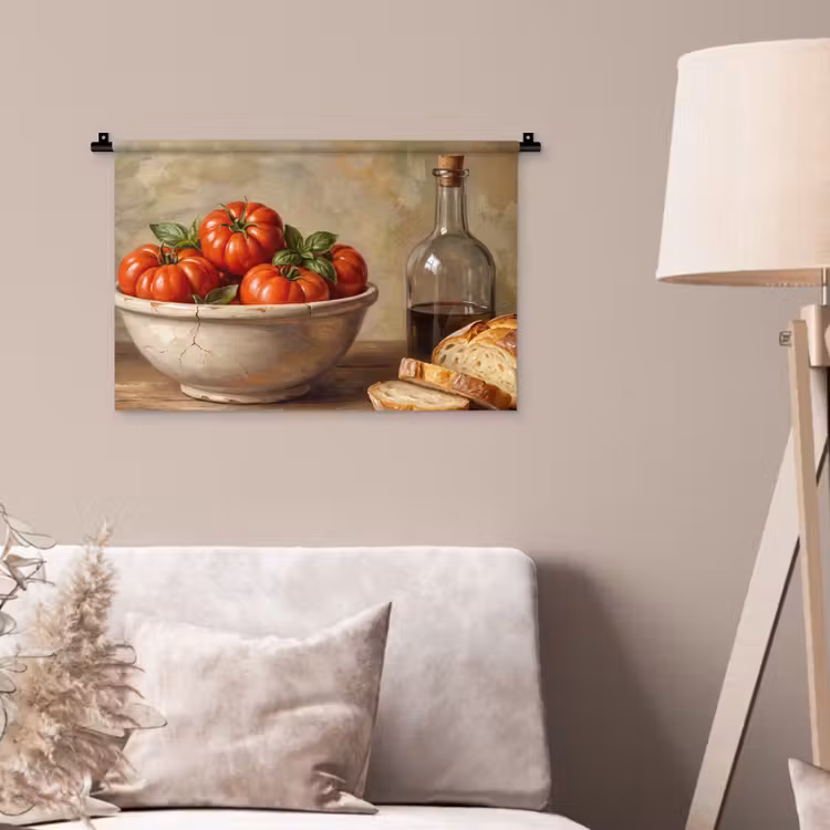 Wall Hanging - Tomatoes - Bowl - Food - Tomaten - Kom - Eten Wandkleed katoen klein