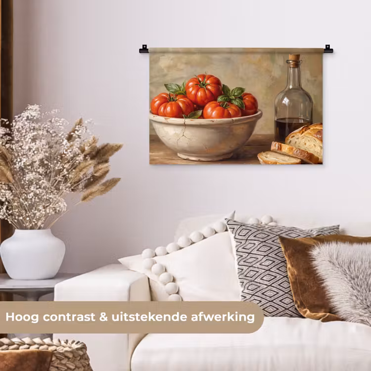 Wall Hanging - Tomatoes - Bowl - Food - Tomaten - Kom - Eten Wandkleed katoen klein