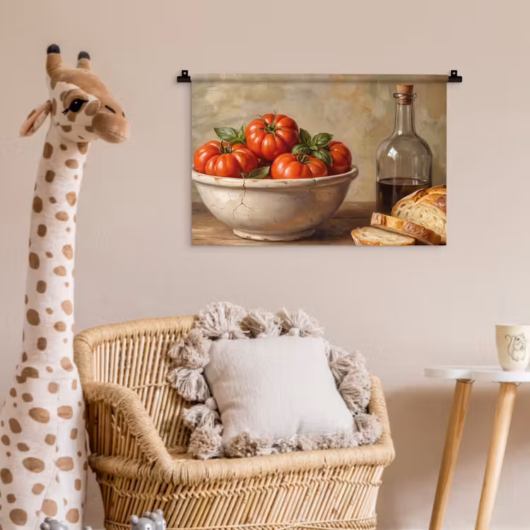 Wall Hanging - Tomatoes - Bowl - Food - Tomaten - Kom - Eten Wandkleed katoen klein