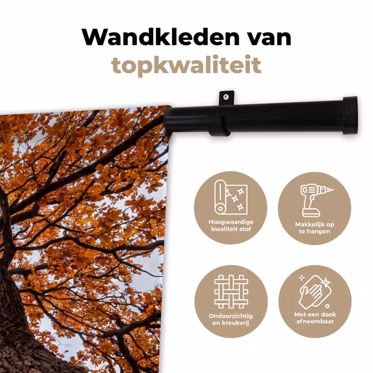 Boom - Bladerdak - Herfst - Oranje - Sfeervol Wandkleed katoen klein -sfeer2