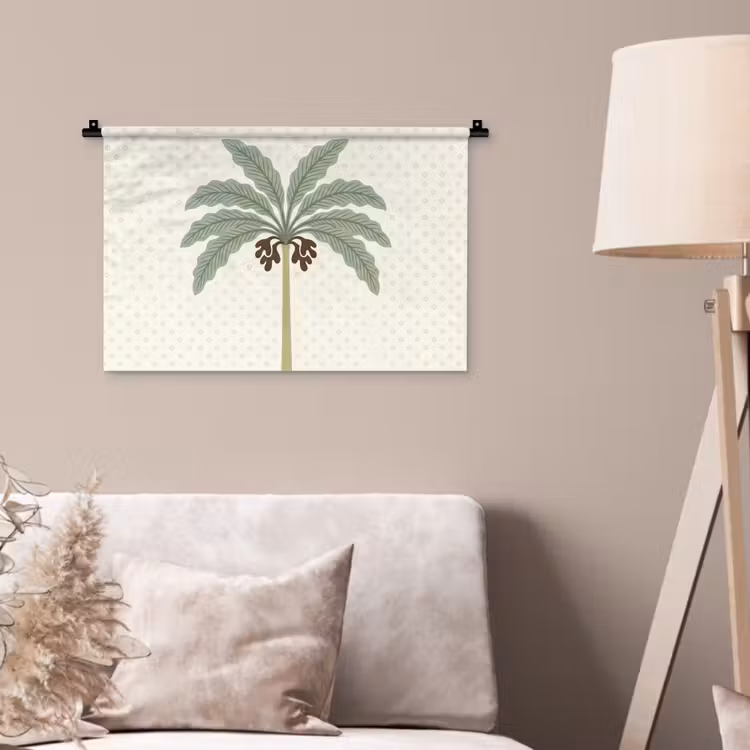 Boom - Bladeren - Groen - Decoratief - Beige Wandkleed katoen klein -sfeer4