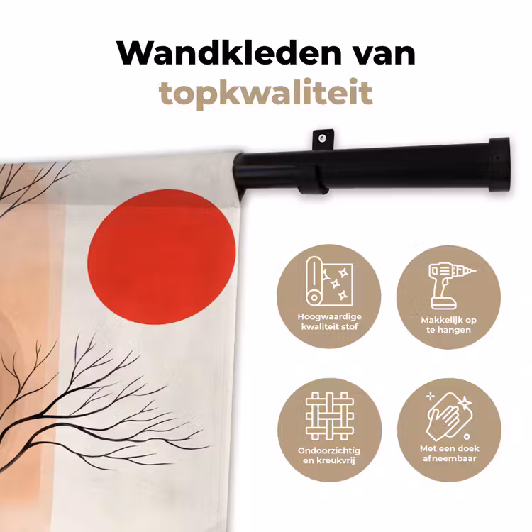 Wall Hanging - Tree - Red - Abstract - Boom - Rood - Abstract Wandkleed katoen klein