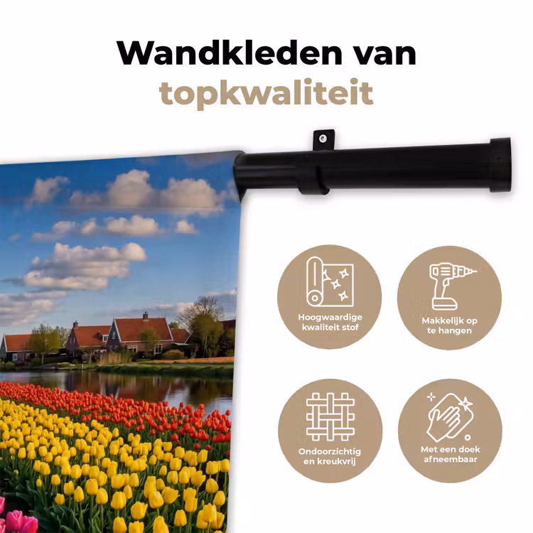 Tulpen - Holland - Molen - Kleurrijk Wandkleed katoen klein -sfeer2