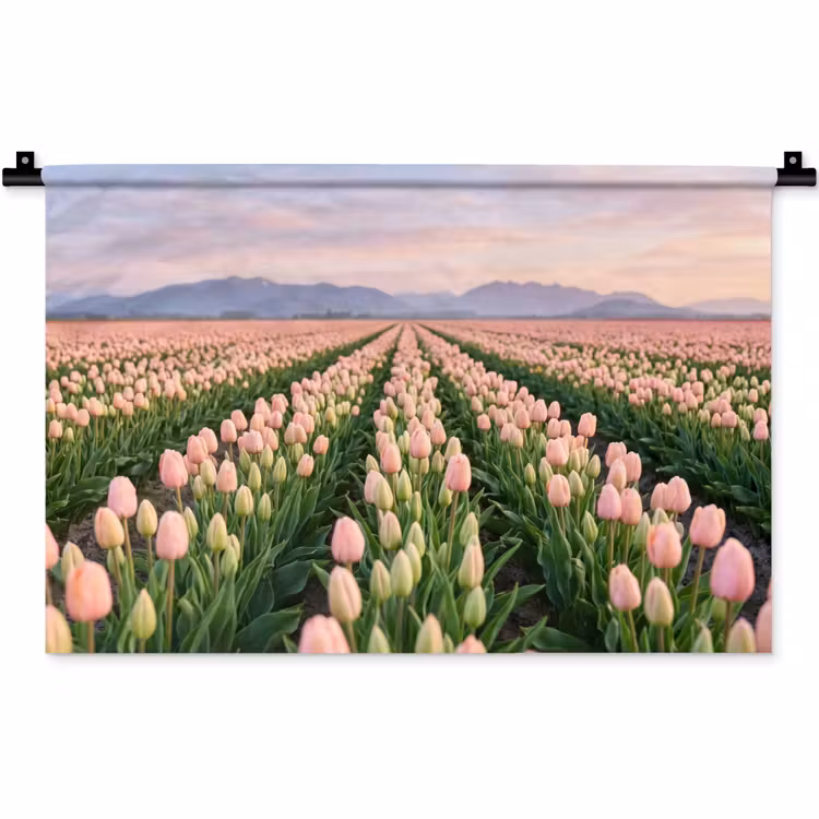 Tulpen - Landschap - Roze Wandkleed katoen klein -zz3d