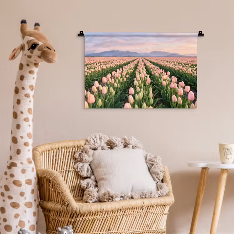 Tulpen - Landschap - Roze Wandkleed katoen klein -wsfeer5_kind