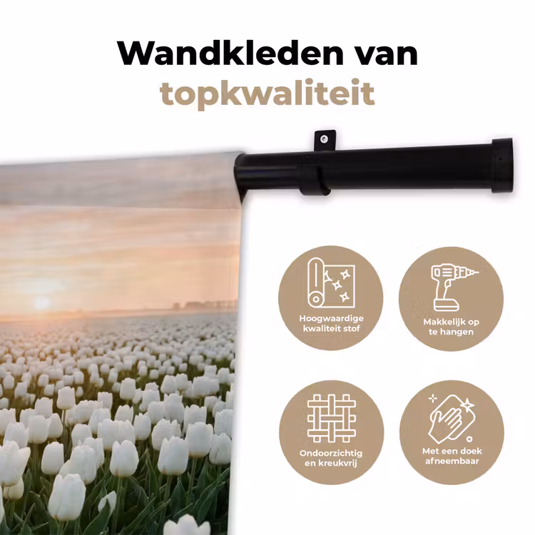 Tulpen - Landschap - Wit Wandkleed katoen klein -sfeer2
