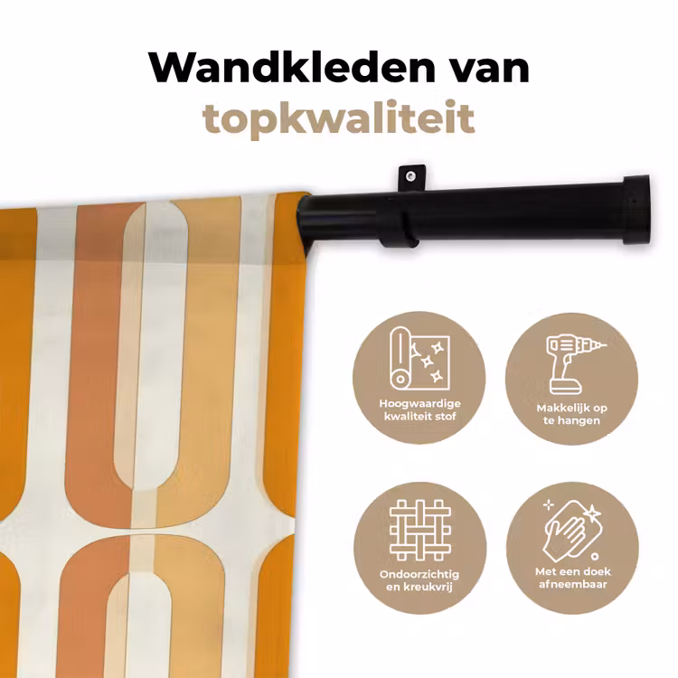 U-vorm - Retro - Oranje Wandkleed katoen klein 269 -sfeer2