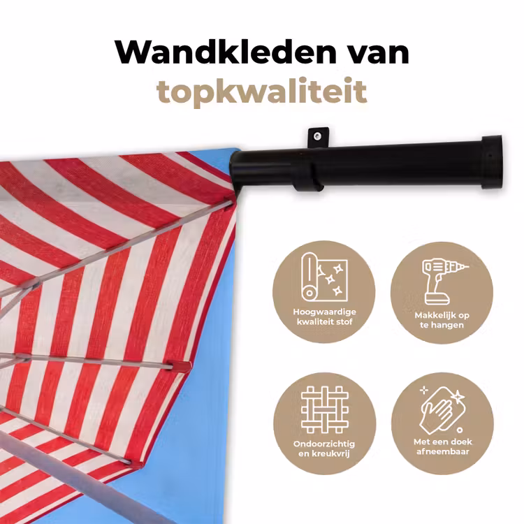 Parasol - Strepen - Zomer - Rood - Blauw Wandkleed katoen klein -sfeer2
