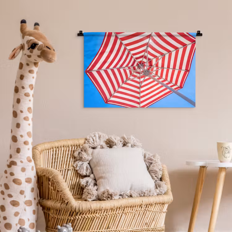 Parasol - Strepen - Zomer - Rood - Blauw Wandkleed katoen klein -wsfeer5_kind