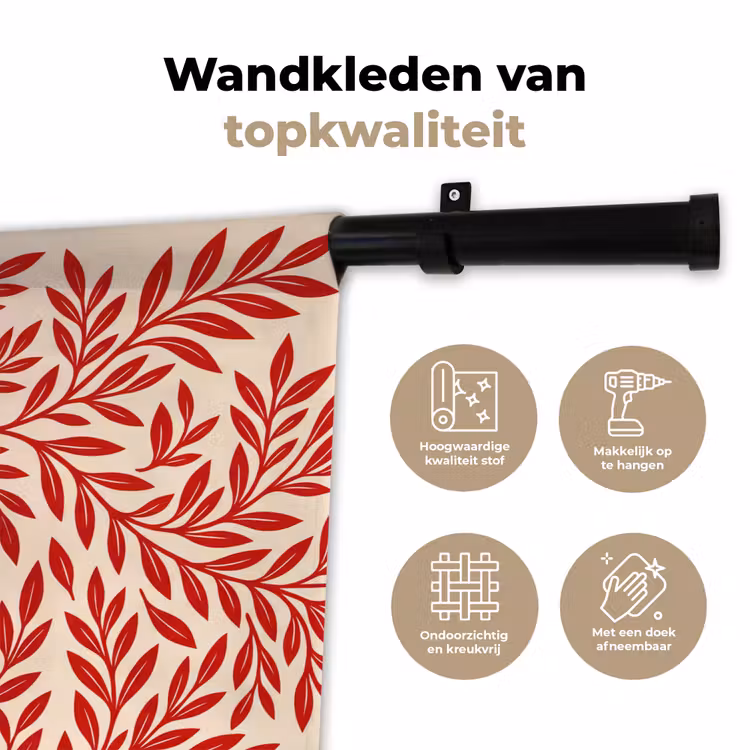 Vaas - Planten - Decoratie - Abstract - Rood Wandkleed katoen klein -sfeer2