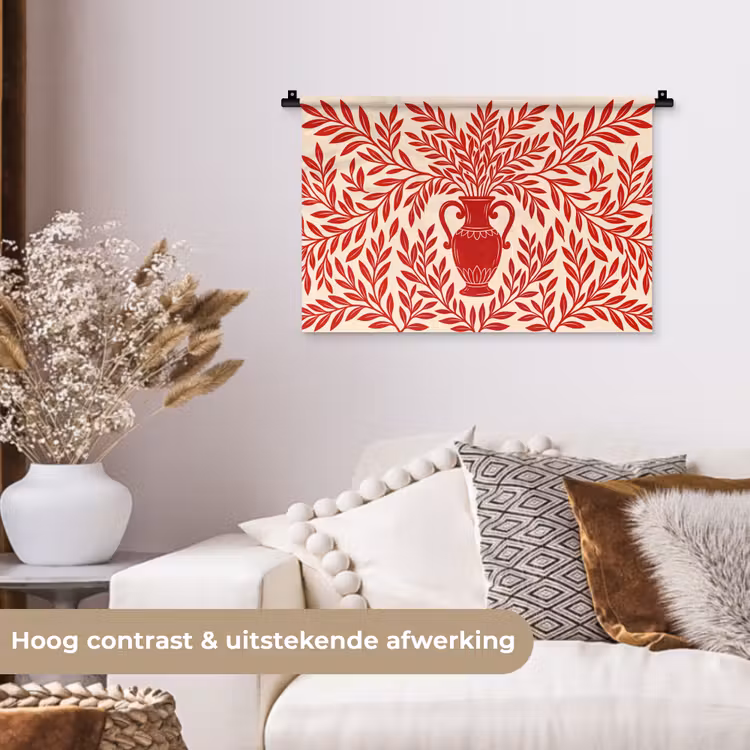 Vaas - Planten - Decoratie - Abstract - Rood Wandkleed katoen klein -sfeer1