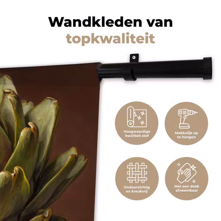 Wall Hanging - Vegetable - Artichoke - Green - Groente - Artisjok - Groen Wandkleed katoen klein