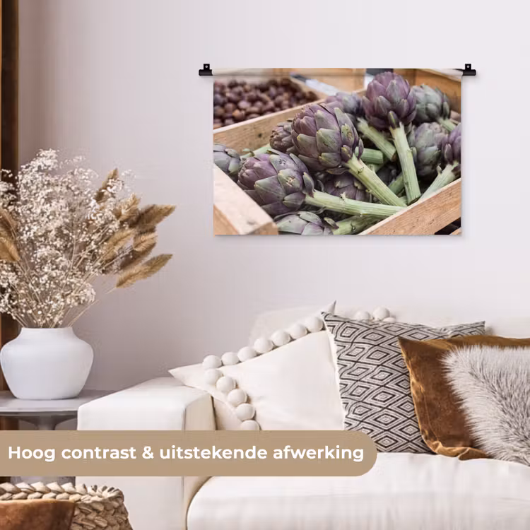 Wall Hanging - Vegetables - Market - Fresh - Groenten - Markt - Vers Wandkleed katoen klein