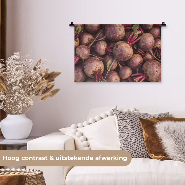 Wall Hanging - Vegetables - Red - Natural - Groente - Rood - Natuur Wandkleed katoen klein