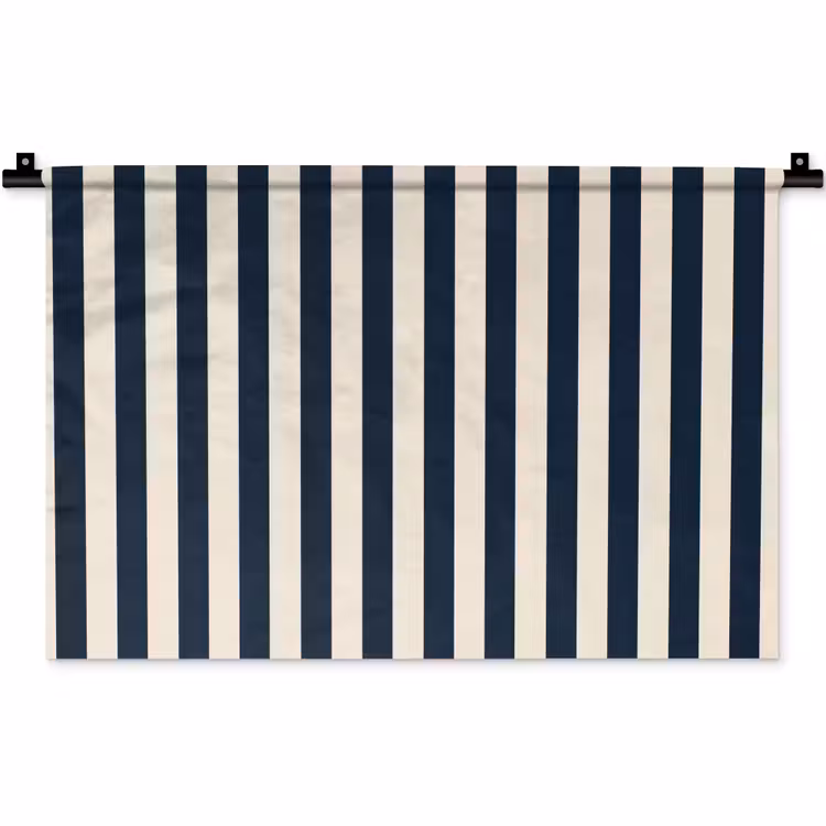 Verticale strepen - Blauw - Crème Wandkleed katoen klein 269 -zz3d