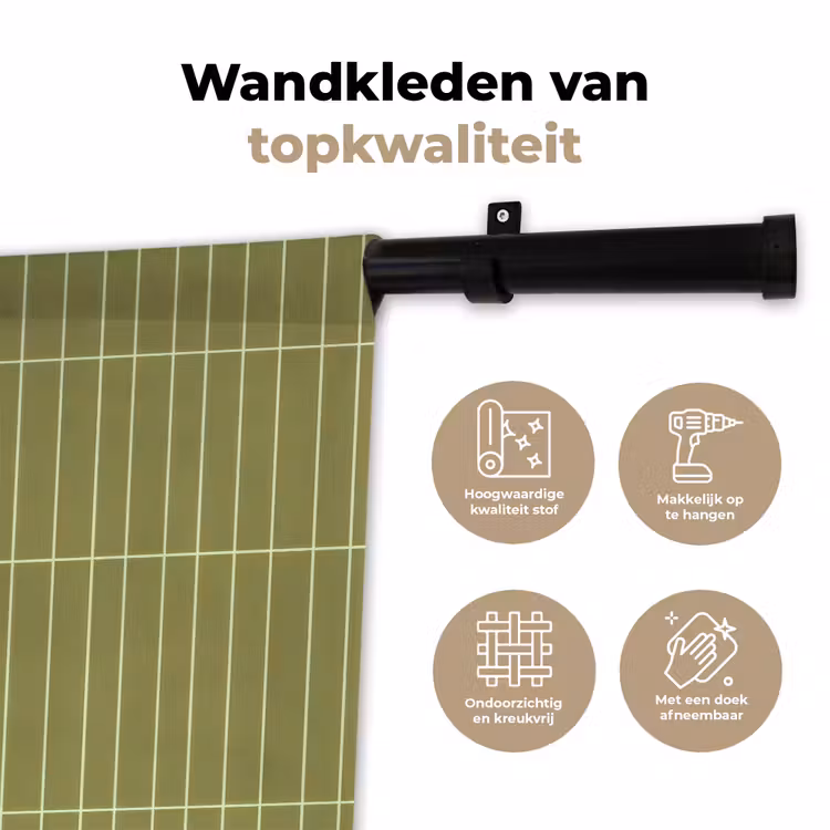 Verticaal - Wandtegel - Olijfgroen Wandkleed katoen klein 269 -sfeer2