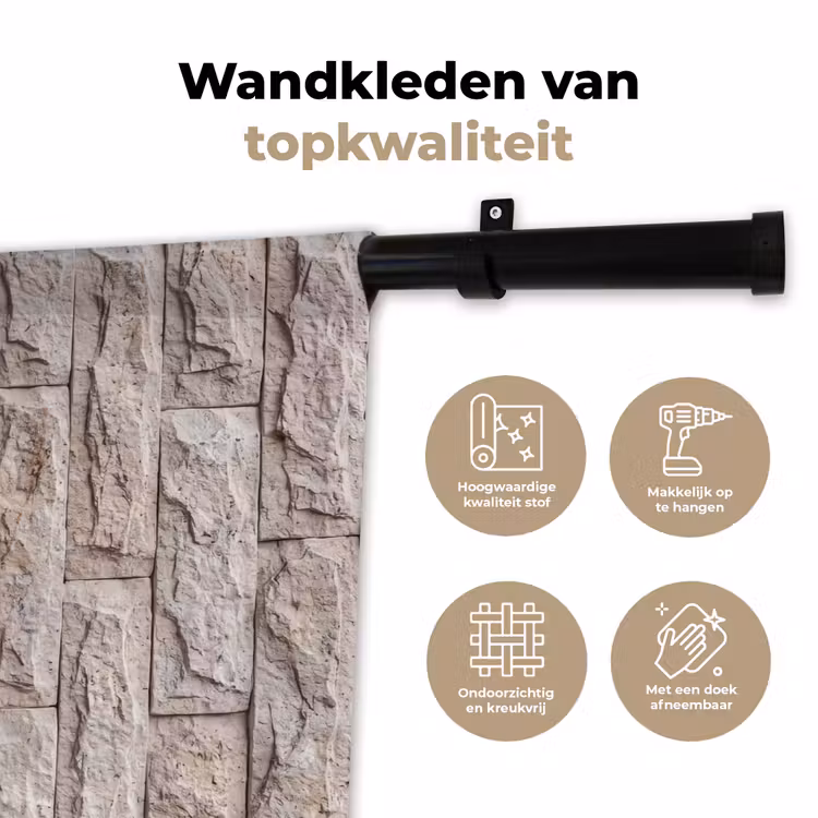 Muur - Steen - Ruw - Beige - Textuur Wandkleed katoen klein -sfeer2