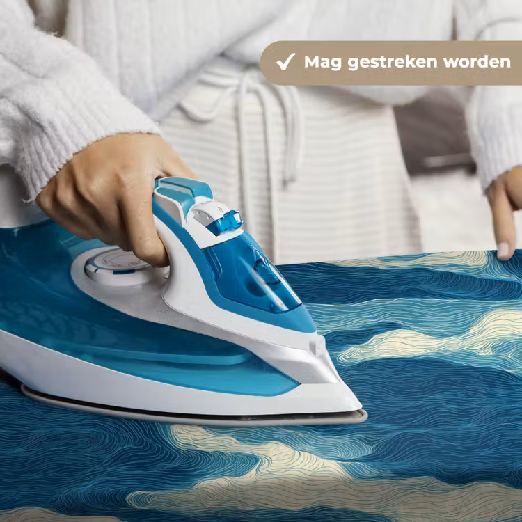 Golven - Abstract - Patroon - Blauw - Wit Wandkleed katoen klein 269 -sfeer9