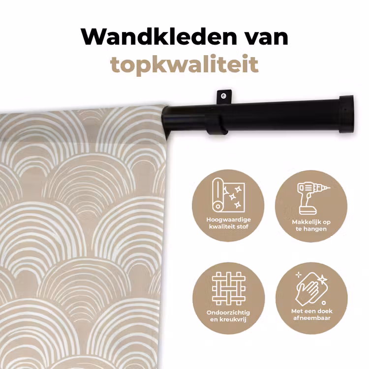 Golven - Structuur - Beige Wandkleed katoen klein 269 -sfeer2