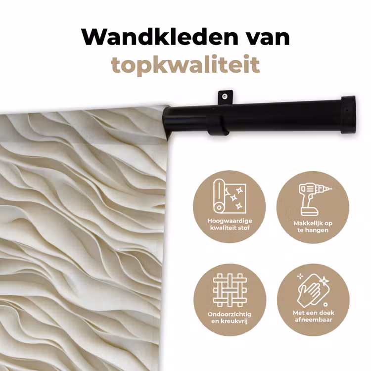 Golven - Wit - Minimalistisch Wandkleed katoen klein 269 -sfeer2