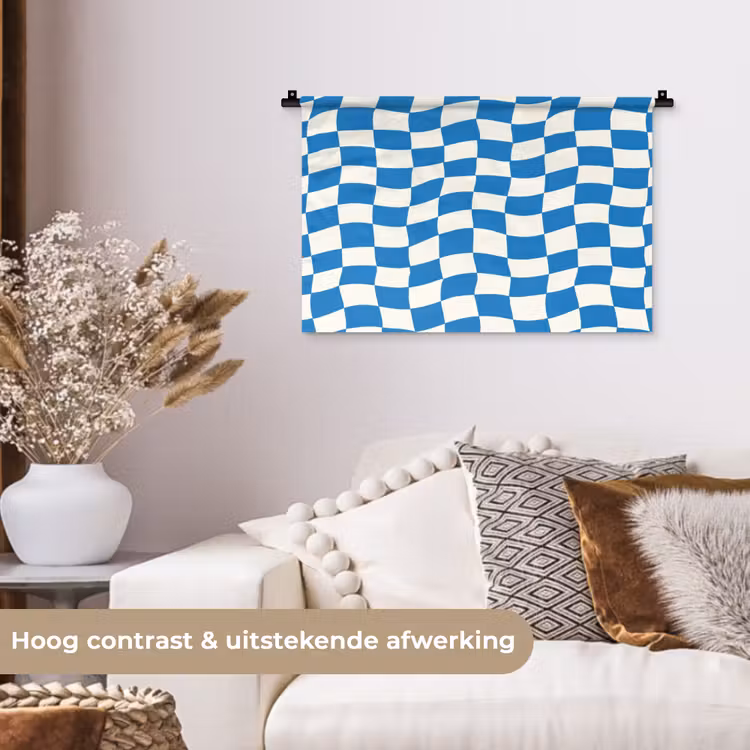 Golvend - Patroon - Blauw Wandkleed katoen klein 269 -sfeer1
