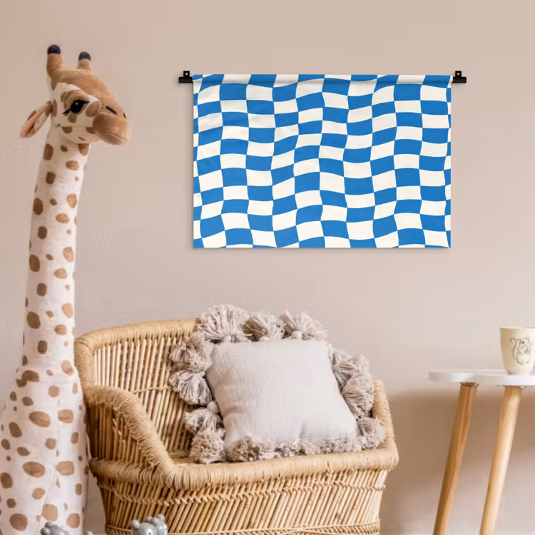 Golvend - Patroon - Blauw Wandkleed katoen klein 269 -wsfeer5_kind