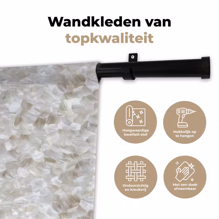 Wit - Penseelstreken - Reliëfeffect Wandkleed katoen klein 269 -sfeer2