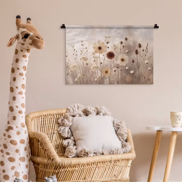 Wilde bloemen - Botanisch - Vintage - Natuur - Rustiek Wandkleed katoen klein -wsfeer5_kind