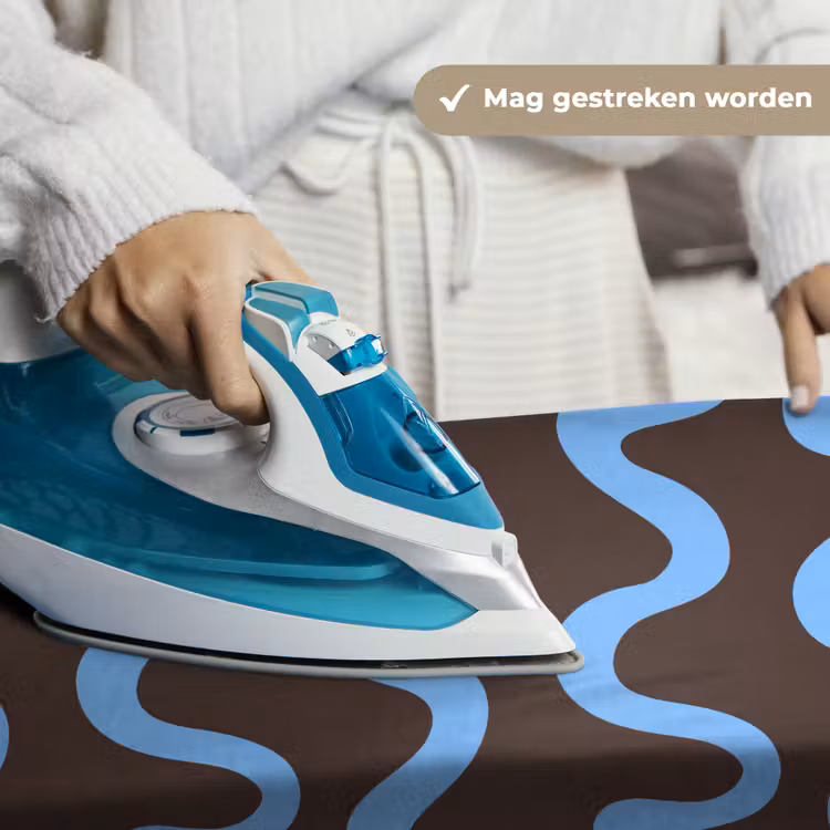 Kronkelende lijnen - Blauw - Bruin - Minimalistisch Wandkleed katoen klein 269 -sfeer9