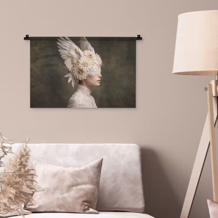 Vleugels - Vrouw - Wit Wandkleed katoen klein -sfeer4