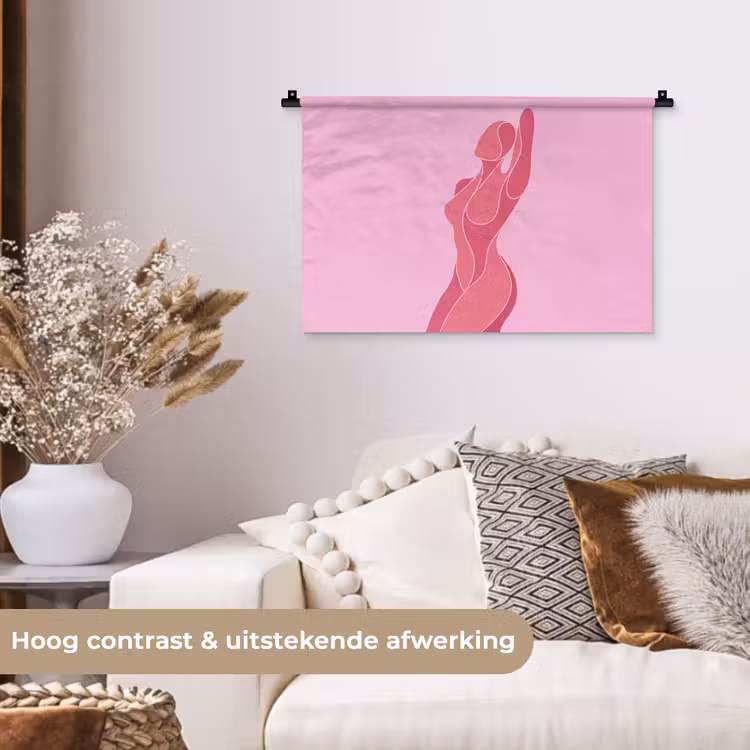 Vrouw - Lichaam - Abstract - Roze Wandkleed katoen klein -sfeer1