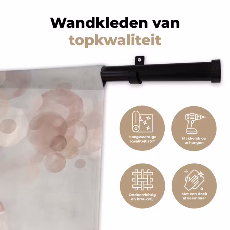 Vrouw - Cirkels - Beige Wandkleed katoen klein -sfeer2