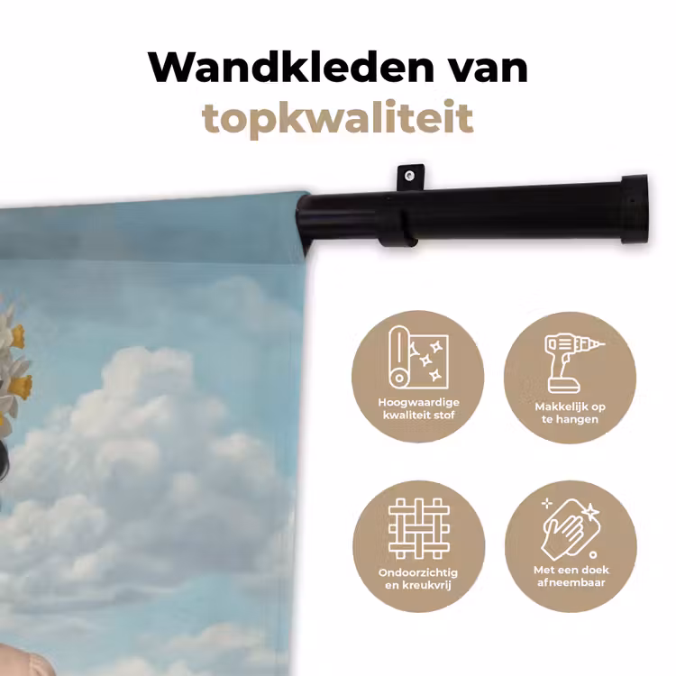 Vrouw - Narcissen - Geel Wandkleed katoen klein -sfeer2