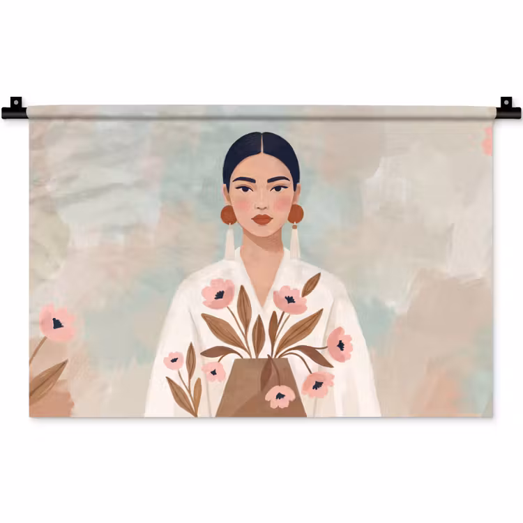 Vrouw - Kimono - Pastel Wandkleed katoen klein -zz3d