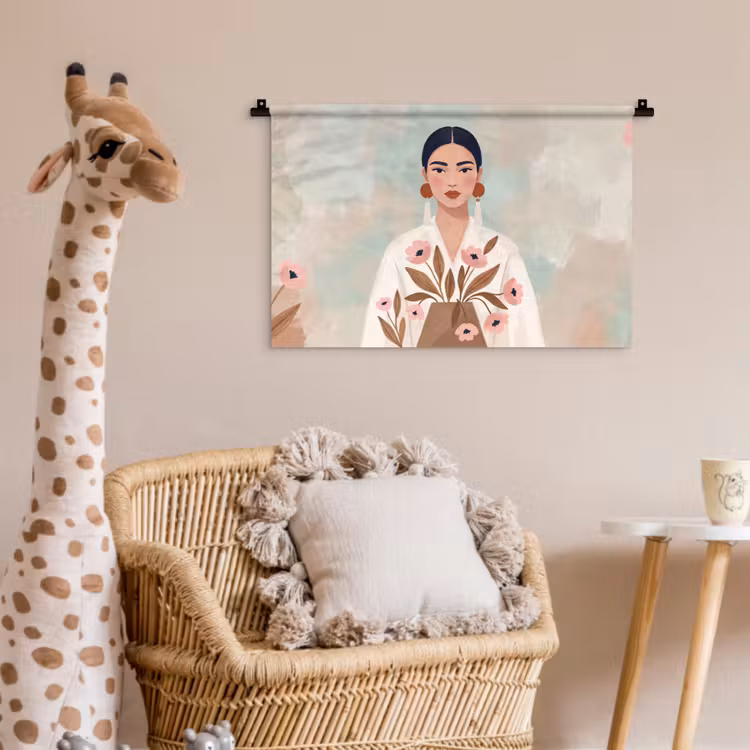 Vrouw - Kimono - Pastel Wandkleed katoen klein -wsfeer5_kind